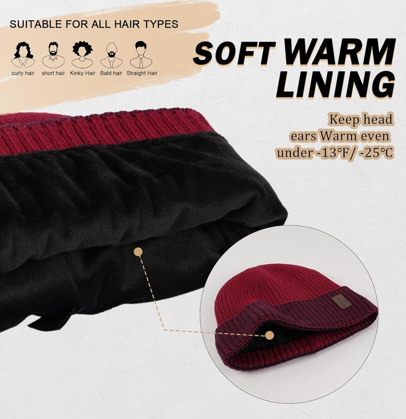 Wmcaps Warm Beanie for Men Women, Fleece Lined Beanie Warm Winter Caps Unisex Fashion Knit Cuffed Cap - Image 2